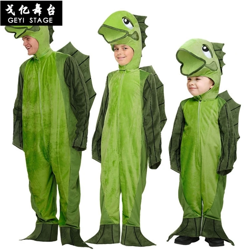 New Halloween party adult costume lizard fish monster cosplay dress party role party for child coveralls + hat