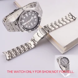 Rolamy-Fermoir à double fermoir poussoir pour SeATM SKX, bracelet de montre de rechange, argent, tout brossé, liens d'extrémité incurvés solides, 22mm