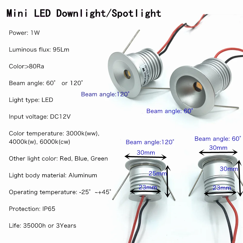 IP65 1W Mini LED Spotlight DC12V Indoor Dimmable Downlight 25MM Focos Ceiling Spot Lamp Corridor Stair Cabinet Gazebo Lighting image 3