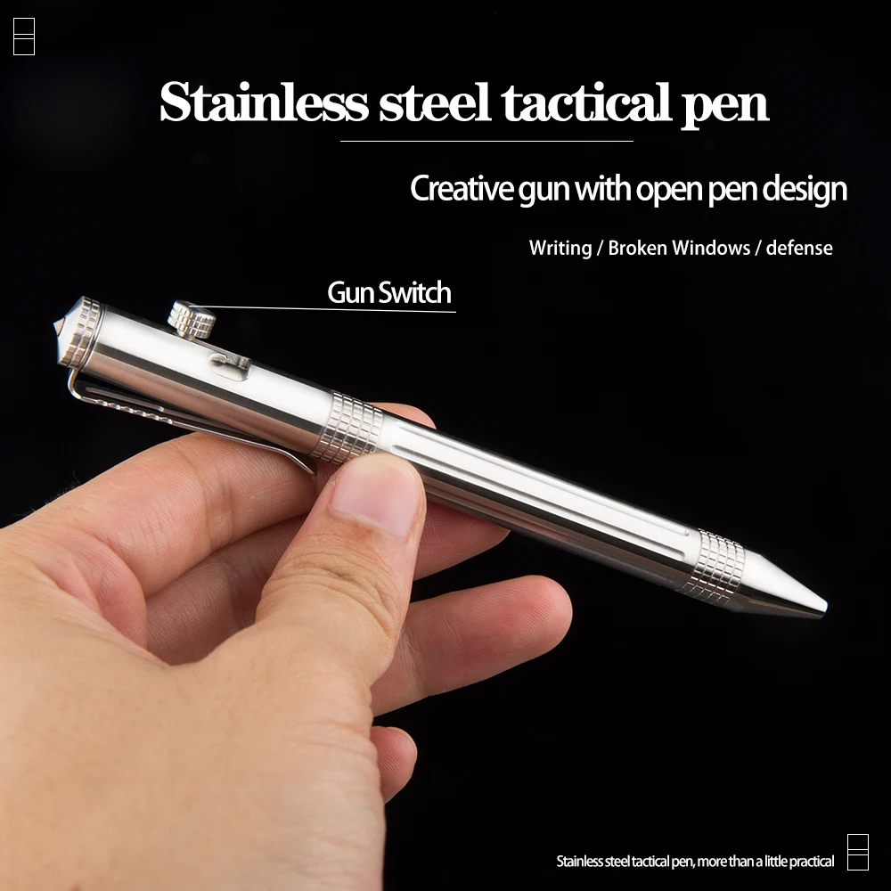 Quality portable stainless steel tactical pen and silicon carbide for glass breaker emergency EDC tool ballpoint pen