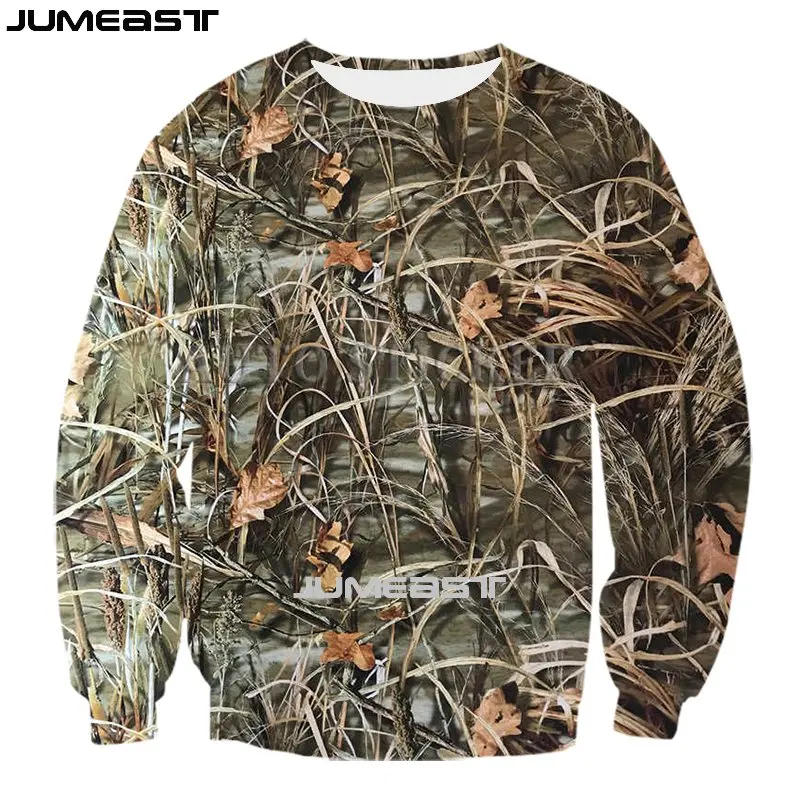 Jumeast Men Women 3D Sweatshirt Reed Camouflage Hunting Oversized Harajuku Long Sleeve T Shirt Spring Autumn Pullover Tops Tees