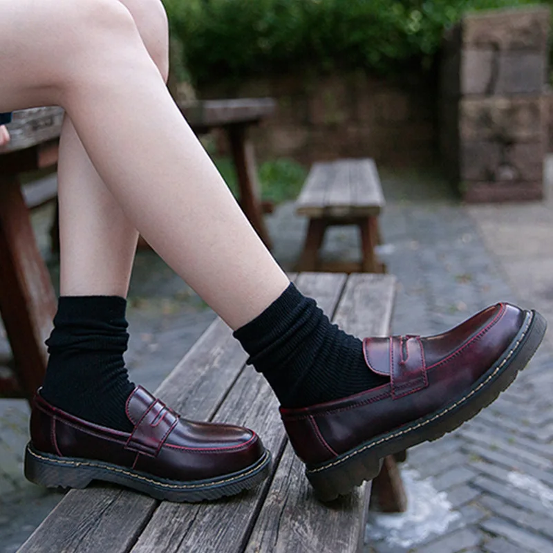 England college style student JK uniform girls shoes vintage round head shallow mouth lolita shoes loli cosplay women shoes