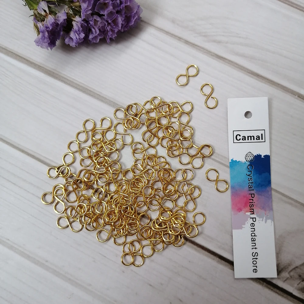 Camal 100pcs 10x5mm Infinity Symbol Gold S 8 Clasp Metal Connector Hook Crystal Pendant Chandelier Part Jewelry Finding