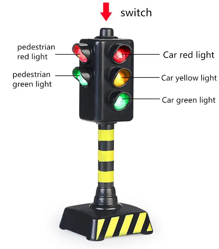 Mini Traffic Signs Road Light Block with Sound LED Children Safety Kids Educational Toys Perfect Gifts