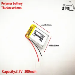 (free shipping) 602030 300 mah 3.7V lithium-ion polymer battery quality goods quality of CE FCC ROHS certification authority