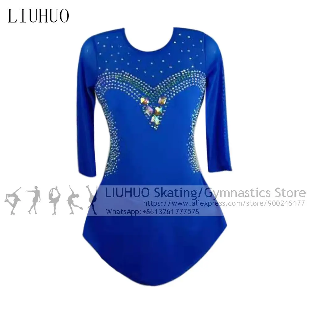 Figure Skating Dress Women Girls Rhinestones Competitions Dress Teens Kids Rhythmic Leotard Artistics Unitards