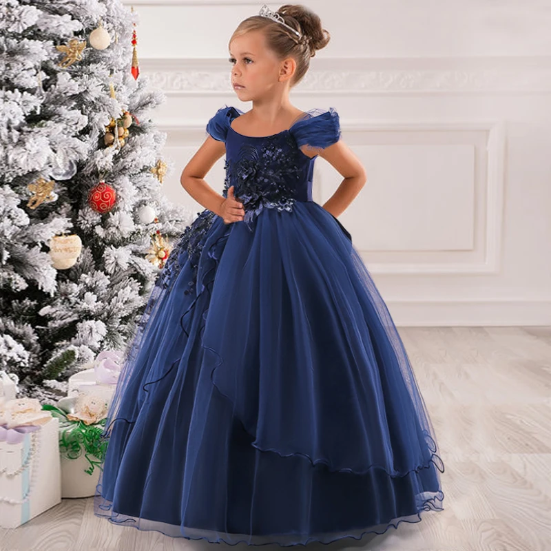 Teenager Girl Flower Bridesmaid Dress Party Kids Dresses For Girls Children Costume Lace Wedding Princess Dress 12 14 Years image 2