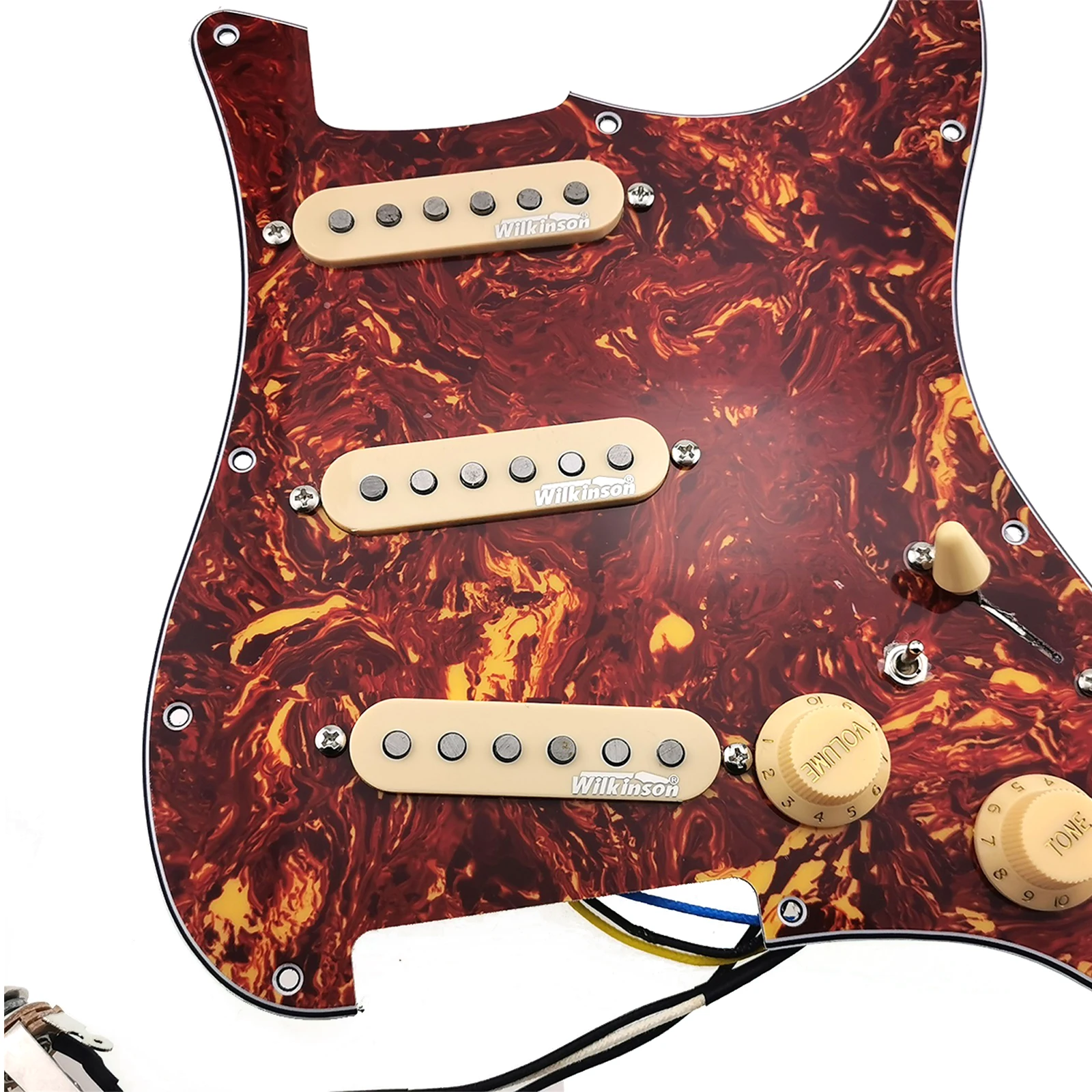 Concatenate Wilkinson SSS Ainico 5 Single coil Guitar Pickups 7-Way type fully loaded Prewired Pickguard