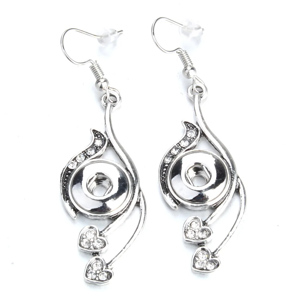 New 12mm Snap Jewelry Mini Snap Buttons Earrings Fit 12mm Snap Button Metal Crystal Dangle Earrings For Women