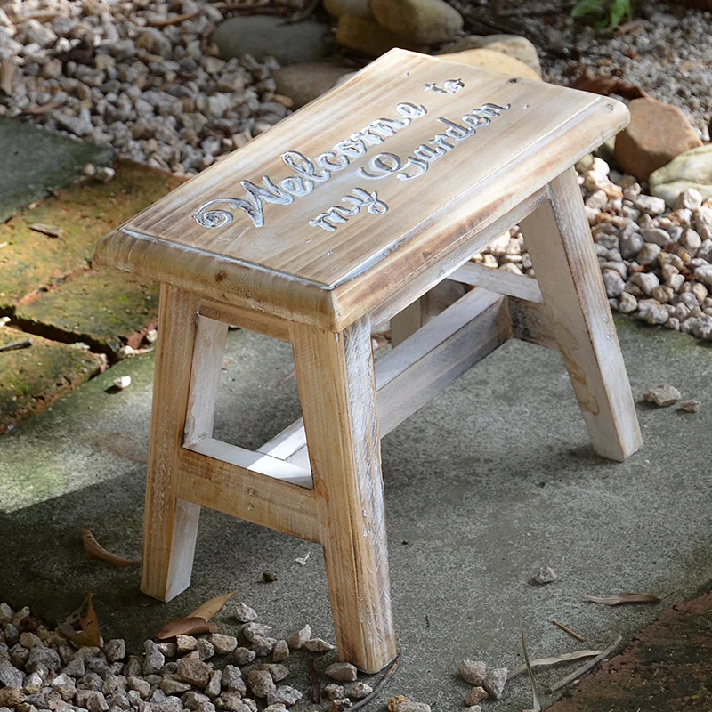 Handcrafted Decor Vintage Wood Rectangle Small Stool Beautiful