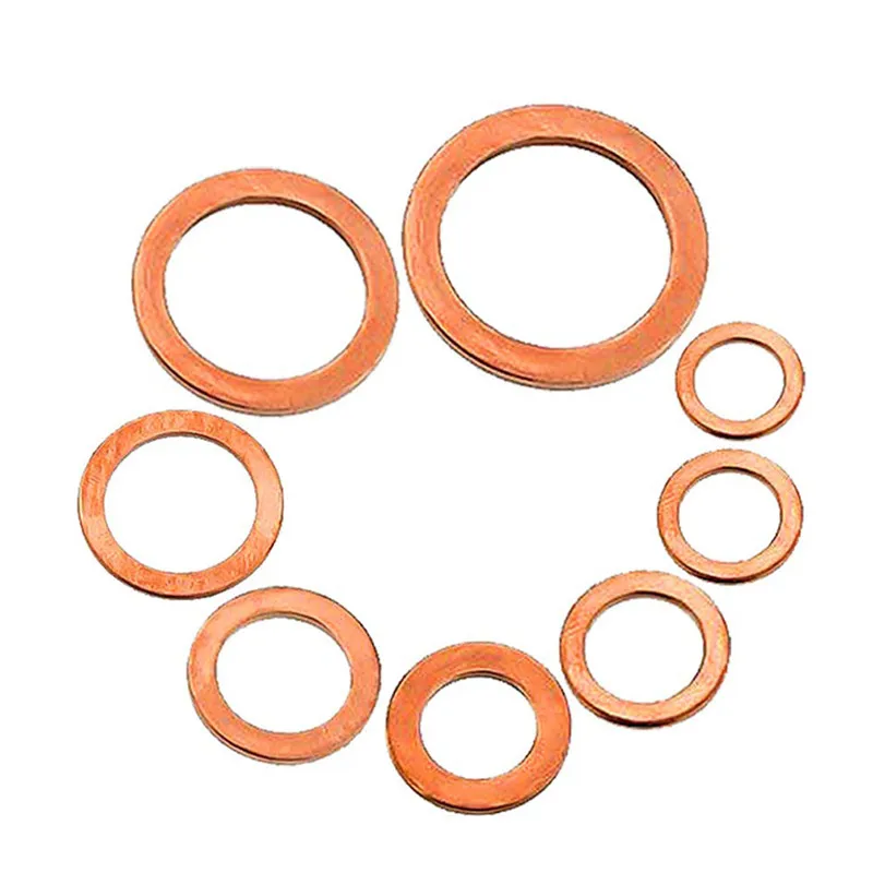 150PCS ทองแดงเครื่องซักผ้าซีลน้ำมันปะเก็นแหวนแบน Seal Assortment KIT พร้อมกล่อง // M6/M8/M10/M12//M16/M18/M20สำหรับปลั๊กบ่อ