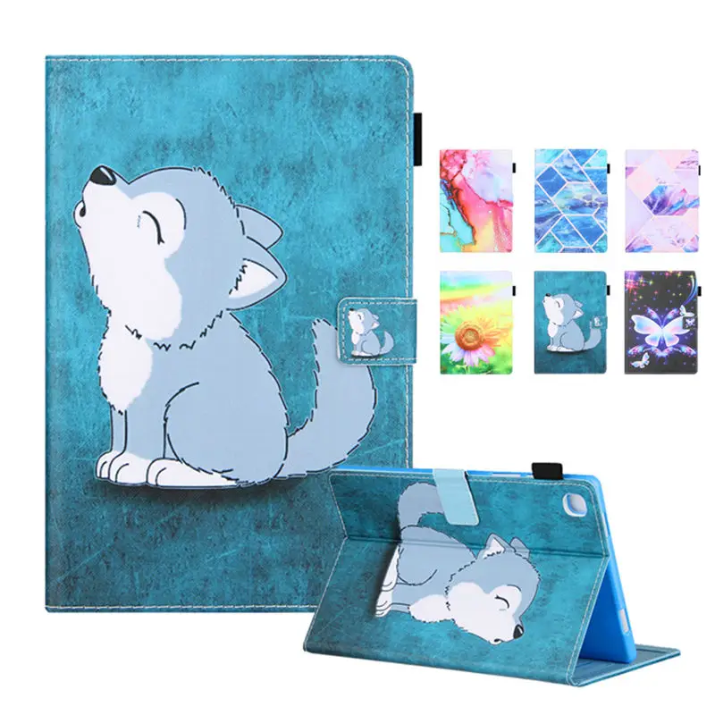 

for Samsung Galaxy Tab A8 2022 Case 10.5 2021 SM-X200 SM-X205 X200 X205 Cover Funda Tablet Fashion Wolf Flip Stand Coque Capa