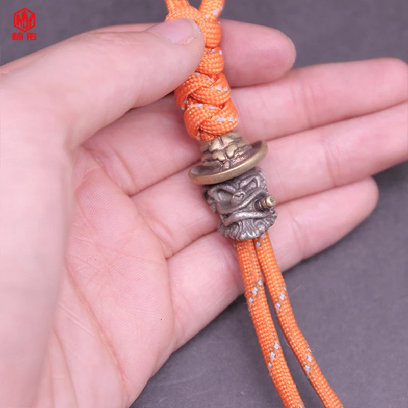 New Hot Sale!!! White Copper Smoking Monkey EDC Paracord Knife Beads Outdoor DIY Survival Bracelet Braided Pendant