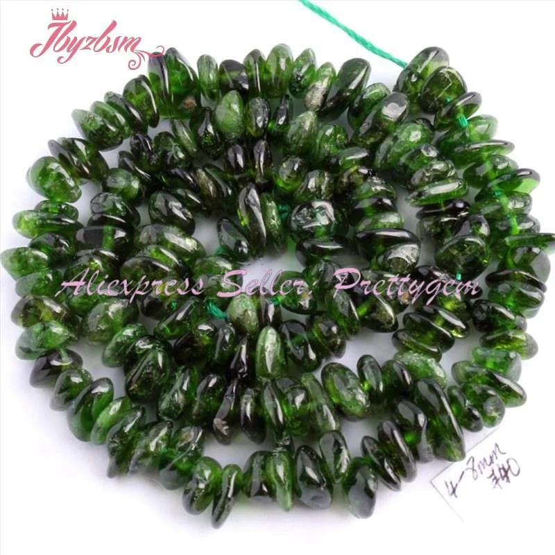 Natural Green Diopside Freeform Irregular 3x5-4x7mm Stone Beads For DIY Necklace Bracelat Woman Jewelry Making 15\