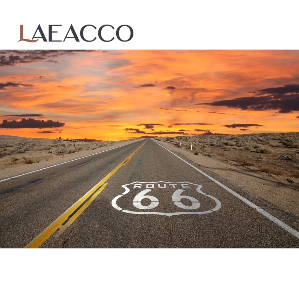 Laeacco الطريق 66 USA الغروب طريقة الطريق أورورا الطفل الطبيعي الخلابة التصوير خلفية التصوير الخلفيات ل استوديو الصور