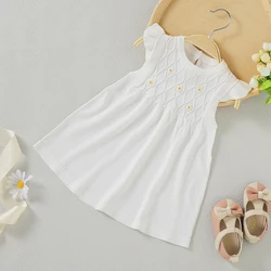 Baby Dress Summer Sleeveless Newborn Girl Solid Gown Fashion Cute Infant Toddler Clothing 0-18M White Skirl Hot Sold