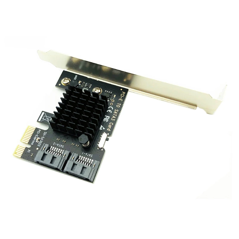 NEW Chia Mining Riser SATA PCI-E Adapter 2 Ports SATA 3.0 to PCIe x1 Expansion Card PCI Express SATA Controller with Boot Button