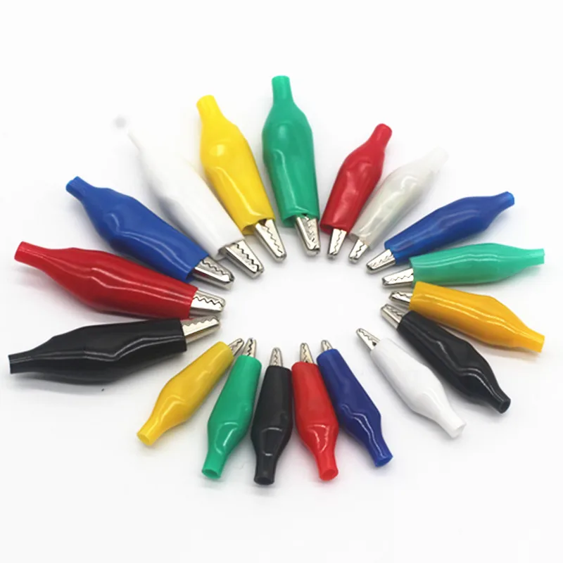 6Pcs คลิปจระเข้ไฟฟ้า DIY Test Leads จระเข้ Double-Ended คลิปจระเข้ Roach Clip Jumper Wire 28มม.