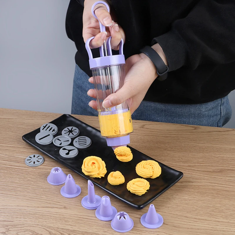 19PCS/Set Cake Decorating Kit Plastic Cookie Biscuit Mould Cookie Cake Piping Silk Flower Tool Kitchen Bakeware Accessories