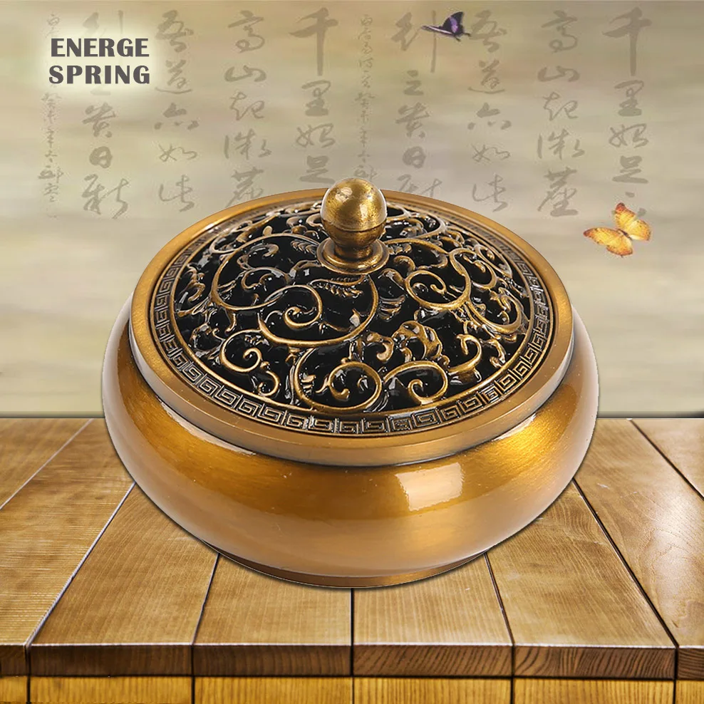 Retro Imitation Copper Incense Burner Zinc Alloy Coil Incense Burner Sandalwood Censer Home Auspicious Decorations