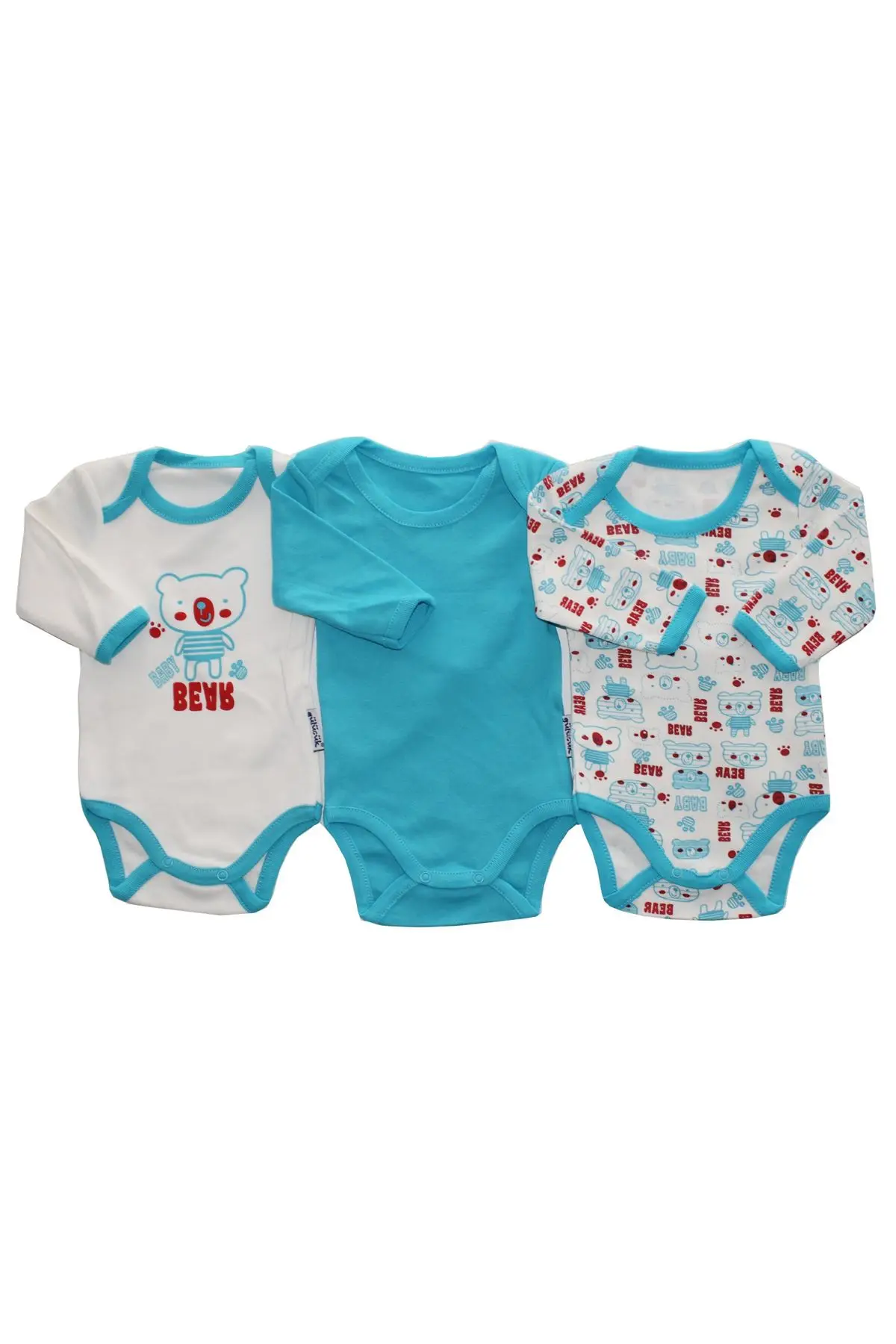 Baby Bear Bear Printed 3'lü The Zibin Set blue