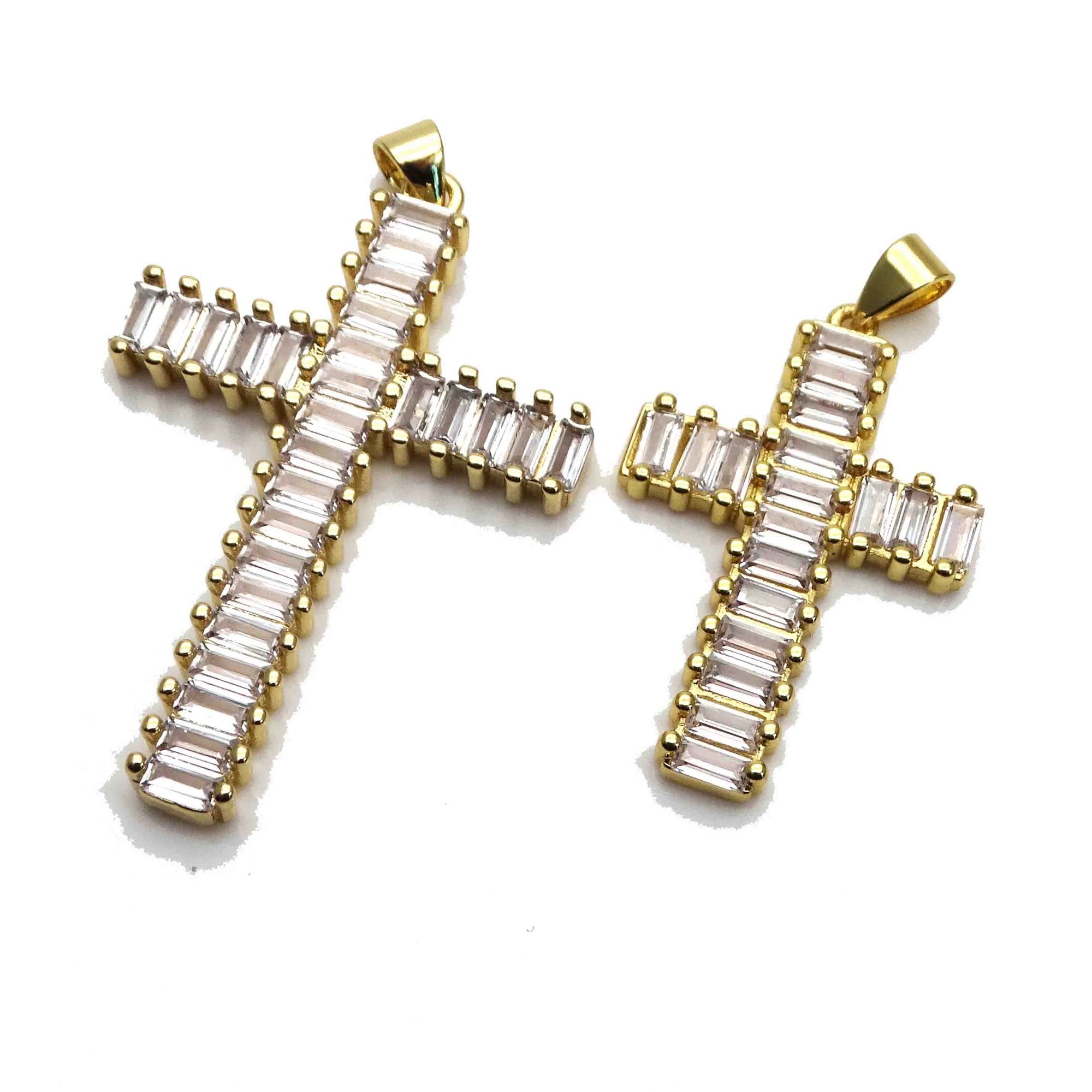 Micro zircon Ladder square zirconium cross pendant accessories cross pendant DIY necklace accessories made jewelry