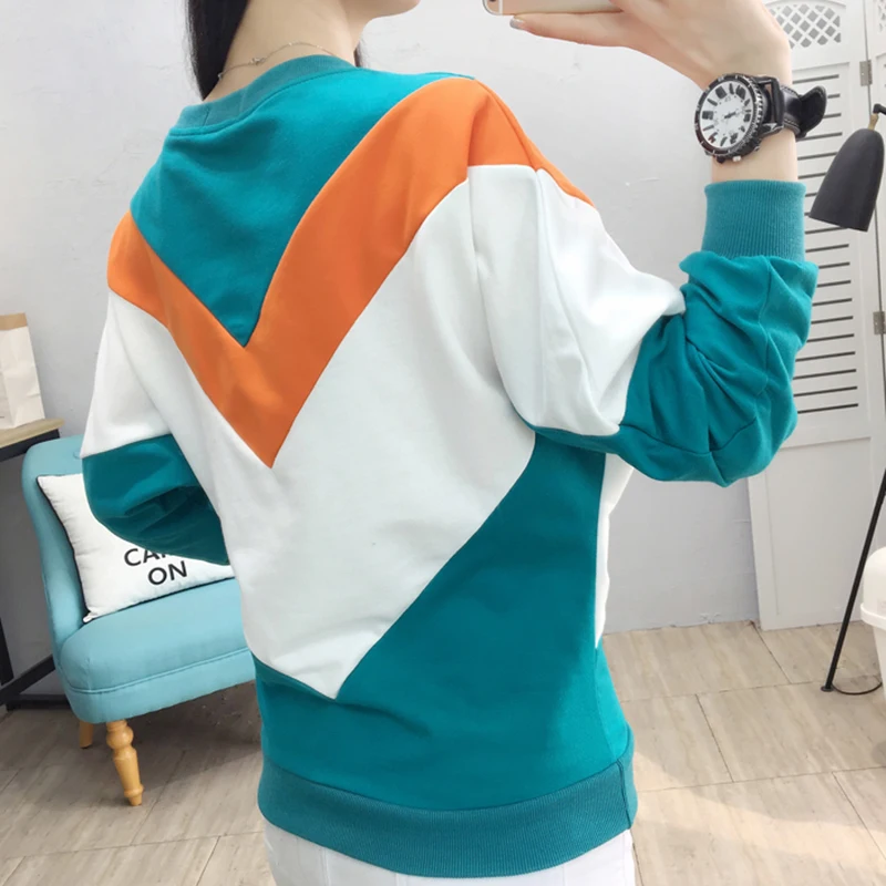 Tee Shirt Femme T Shirt Women Tops 2022 Autumn Korean Style Woman Clothes Patchwork Long Sleeve Casual Loose T-Shirts Camisetas