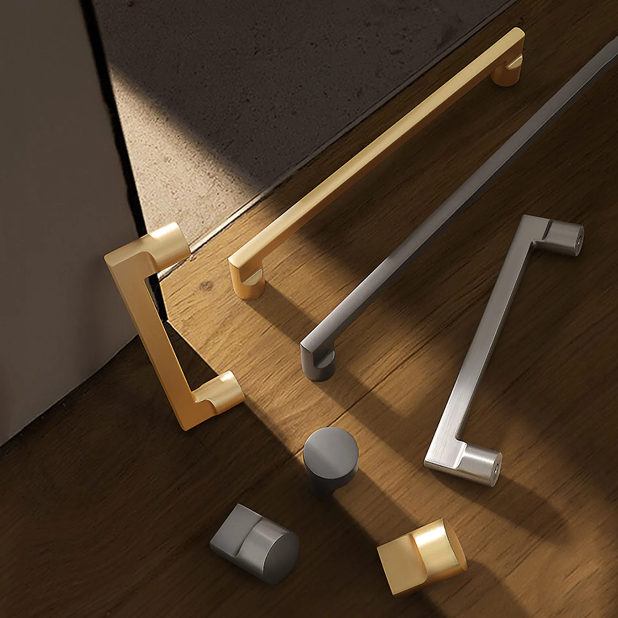 Modern Simple Furniture Handles Brushed Gold Cabinet Knobs Elegant Wardrobe Dresser Pulls Kitchen Cupboard Handle Door Knob