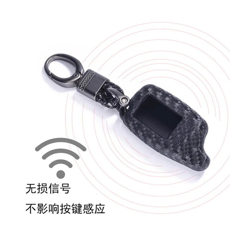 Carbon TW9010 Silicone Key Case For Tomahawk TW 9030 9010 9020 Two Way Car Alarm System LCD Remote Control Keychain Transmitter