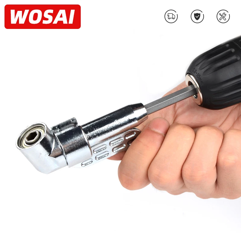 WOSAI 105 Degree Angle Extension Screw Driver Socket Holder Adapter Adjustable Bits Nozzles for Screwdriver Bit Right Angle Head