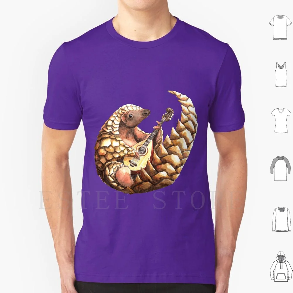 Pangolin Playing The Mandolin T Shirt Cotton Men DIY Print Pangolin Pangolin Mandolin Music Musical Musical Instrument Love
