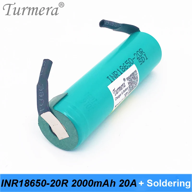 Turmera 18650 2000mAh bateria INR18650-20RM 3.6V 20A nikiel lutowniczy do narzędzia śrubokręt Shrika i odkurzacz użycie baterii