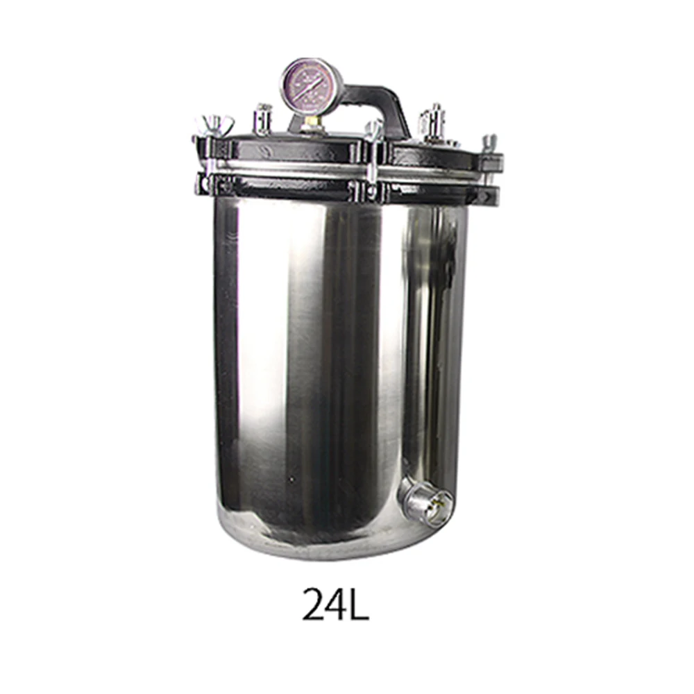 Portable Stainless Steel Heating Autoclave High Pressure Sterilizer Sterilization Pot Pressure Steam 8L/18L/24L