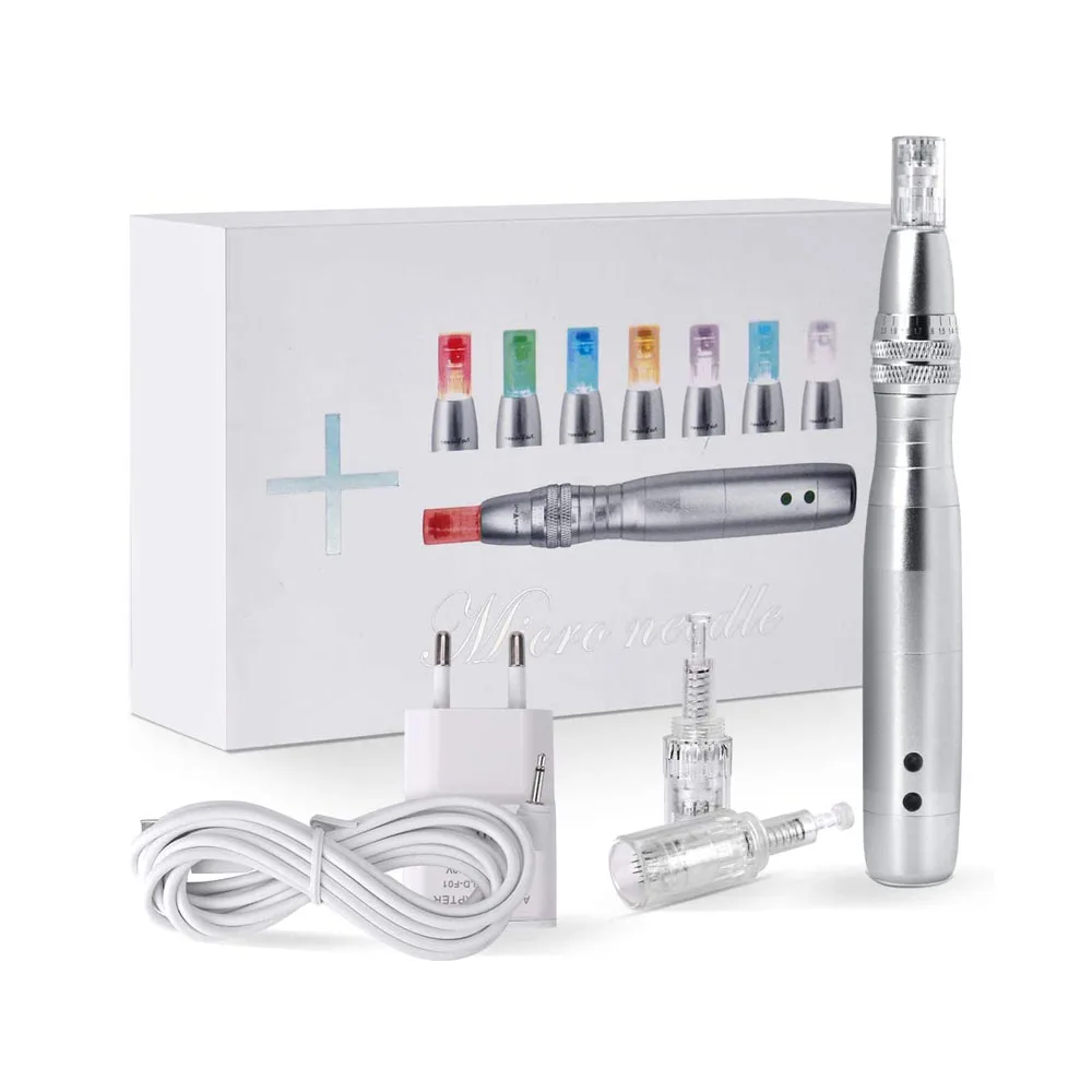 Dermapen inalámbrico de 7 colores, luces LED de fotones, pluma Derma para salón de belleza, herramientas de cuidado de la piel recargables