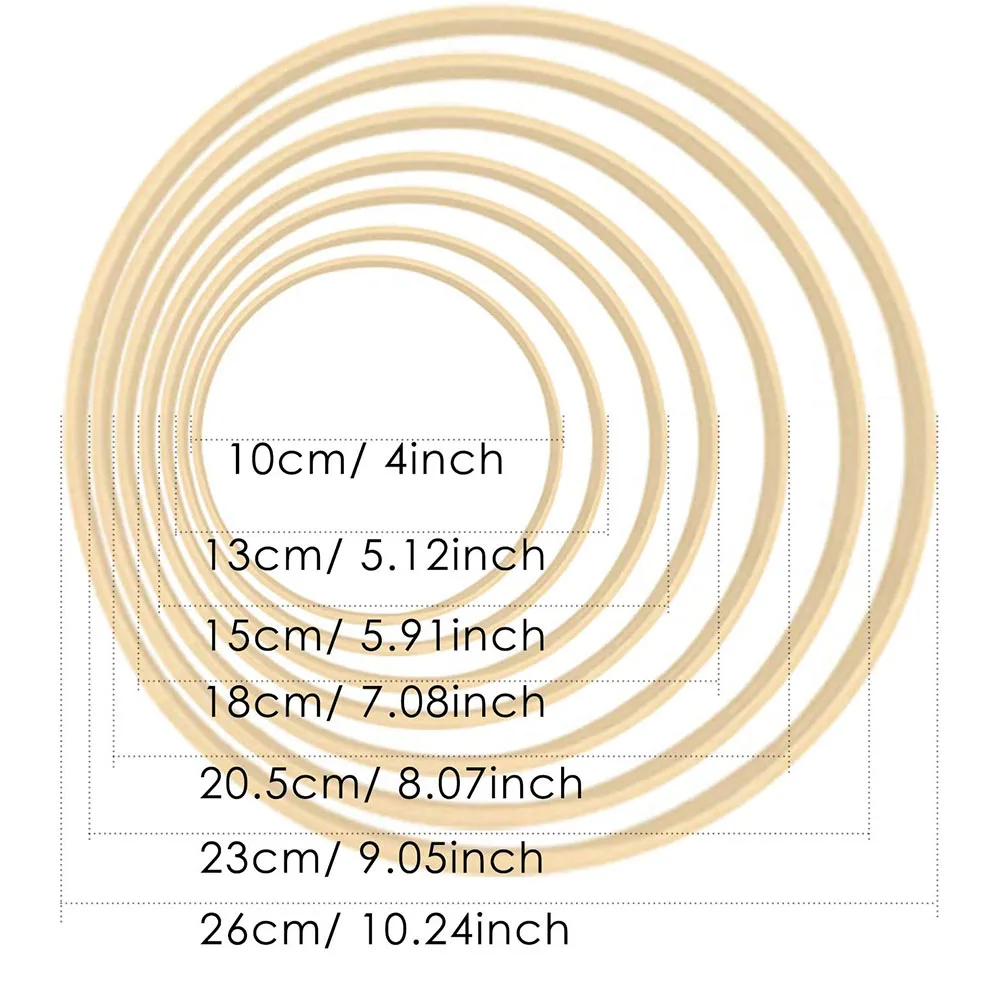 2Pcs Wooden Bamboo Floral Hoop Wreath Macrame Craft Hoop Rings For DIY Wedding Wreath Decor Dream Catcher Wall Hanging Crafts