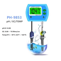 2 in 1 pH / EC Meter Tester di qualità dell'acqua Monitor di qualità dell'acqua multiparametro acidometro per misuratore di portata a base di acido per piscina d'acquario