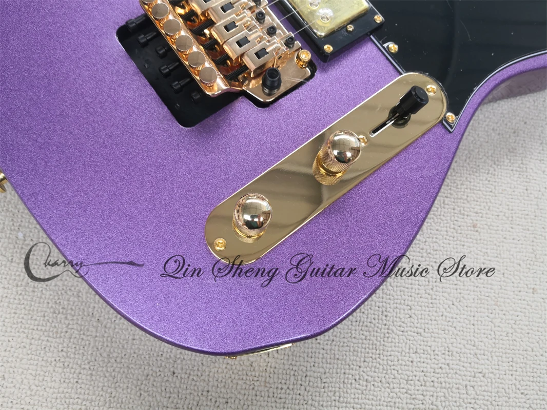 Order booking 6 strings tel electric guitar, metal purple guitar,,tremolo bridge  SH pickups,Gold buttons,