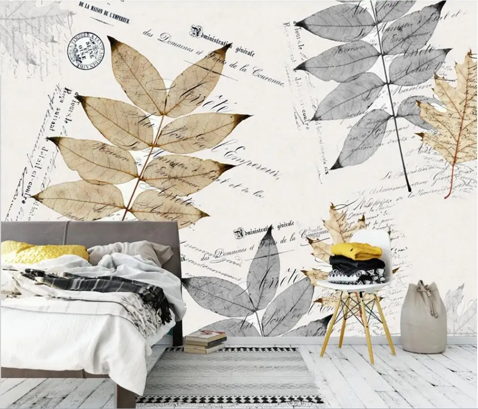 

XUE SU Professional custom wall covering large mural wallpaper modern art hand painted leaf texture background wall