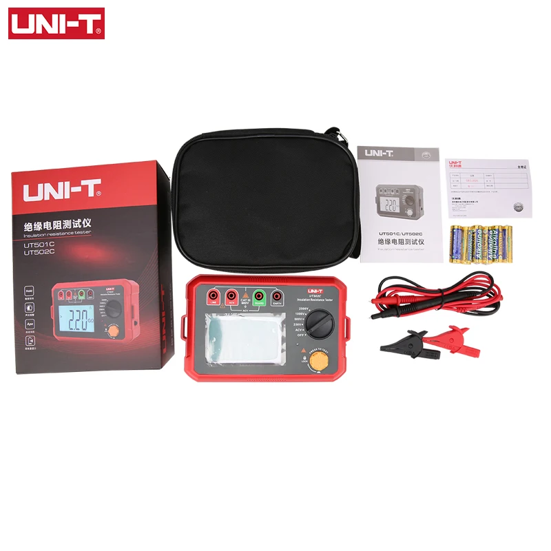 Imagem -06 - Uni-t Digital Isolamento Resistência Tester Ohmmeter Terrestre Alcance Automático Ut502c 25000v