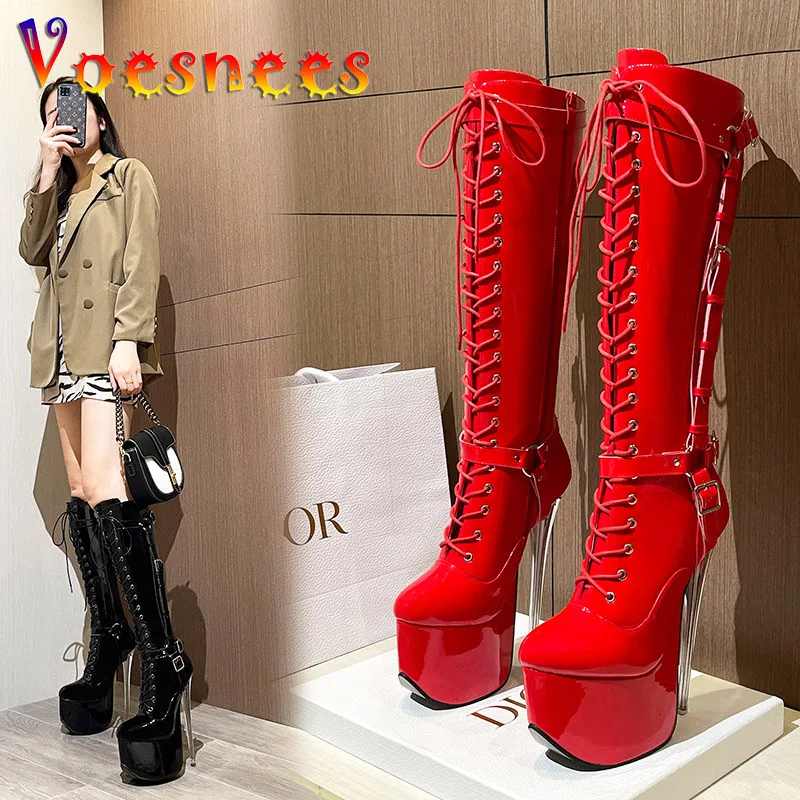 2022 New Detachable Long Tube Boots Decorative Buckle Band Zip Stiletto Women Shoes High Platform Models Catwalk Fashion Boots