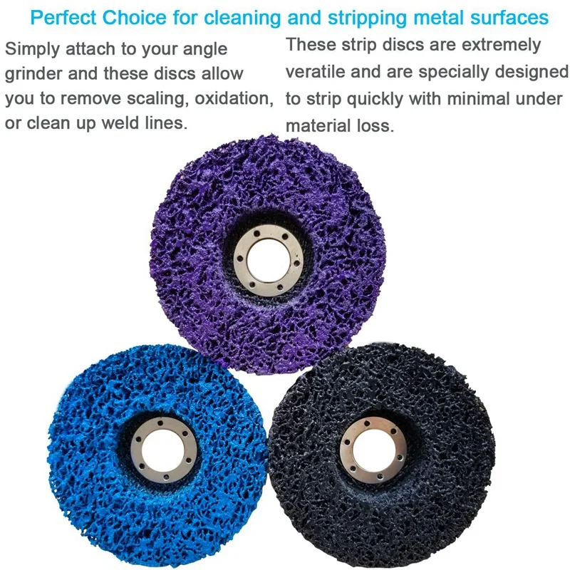 3 Pc 100/115/125mm Poly Strip Disc Abrasive Wheel Paint Rust Remover Clean Grinding Wheels for Motorcycles Durable Angle Grinder