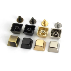 4pcs Metal Square Shape Screw Back Rivets Studs Nail Stud for Garment Leather Craft Belt Wallet Decoration Parts 12mm