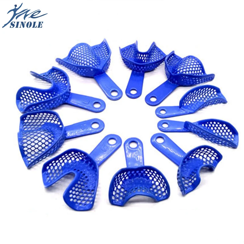 2Pcs Dental tray Toothless Dental Impression Trays Mesh shape Teeth Holder Metal Materials Plastic Oral Tools teeth Trays