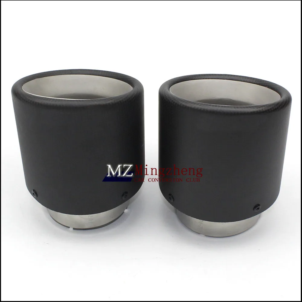 1pcs 114MM Outlet Matte Carbon Fiber exhaust tip 304 Stainless Steel Universal Muffler tips A.K exhaust pipe