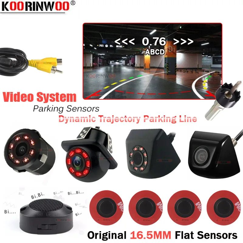 Koorinwoo Original 13mm Electromagnetic Parktronic Car Parking sensors 4 Radars HD Camera Buzzer Car Detector Intelligent System