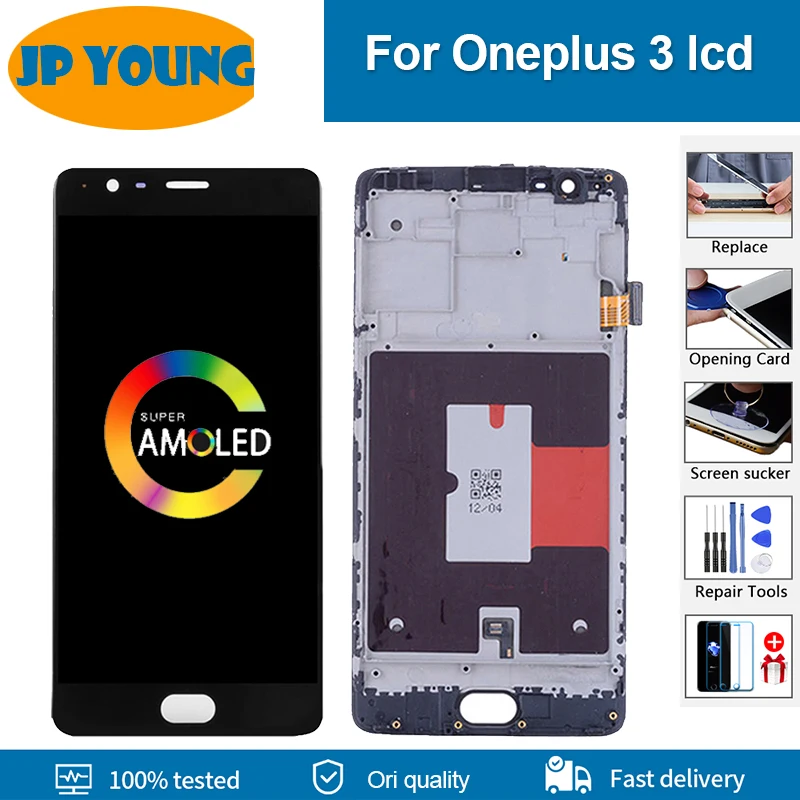 

5.5'' AMOLED For Oneplus 3 LCD Display Touch Screen With Frame Assembly For One Plus 3T A3000 A3010 A3003 oled LCD Screen