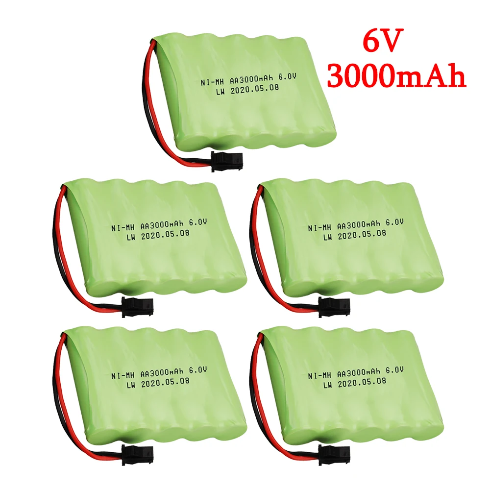 rc car battery 6v 3000mAh NIMH Battery Pack For RC Toys Cars Boats Robots Tanks Gun AA 3000mAh 6v Rechargeable Battery SM Plug