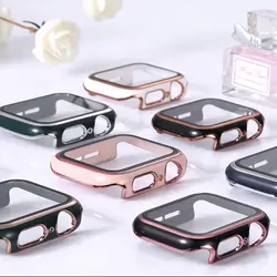 Glass+Cover For Apple watch series 8 7 3 4 5 6 SE 45mm 41mm Tempered Glass Screen Protector Apple Watch case 44mm 40mm 42mm 38mm