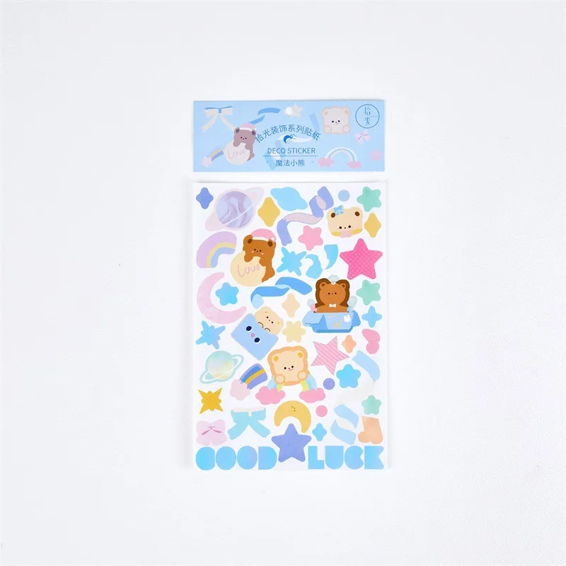 Ins Color Ribbon Series Love Bear Cute Stickers Labels Sealing Paster Hand Account Diy Decorative Sticker Creative Stationery