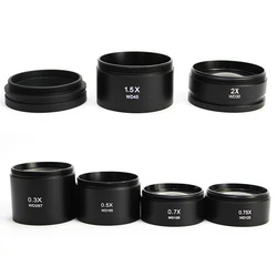 0.3X 0.5X 0.7X 0.75X 1X 1.5X 2X Barlow Lens Microscope Attachment Auxiliary Objective Lens for Zoom Stereo Microscope 48 mm